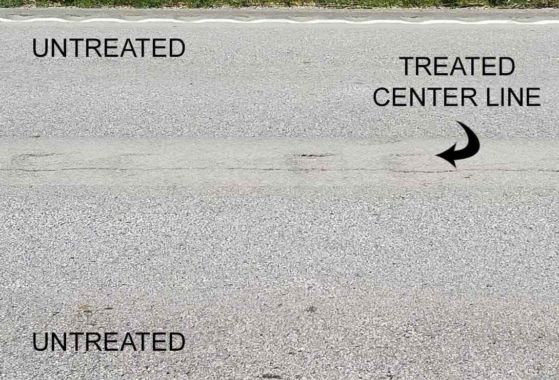 CRF treated center line of road